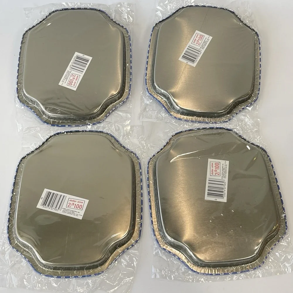 Action Industries, Inc. Designs Vintage Blue‎ Flowers Tin Trinket Trays Set 1986
